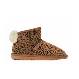 EMU Australia Chestnut Leopard Rigel Suede Sheepskin Lined Winter Boot Size 8